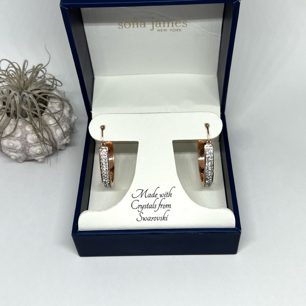 Rose Gold Swravoski Crystal Hoop Earrings! - Picture 1 of 5